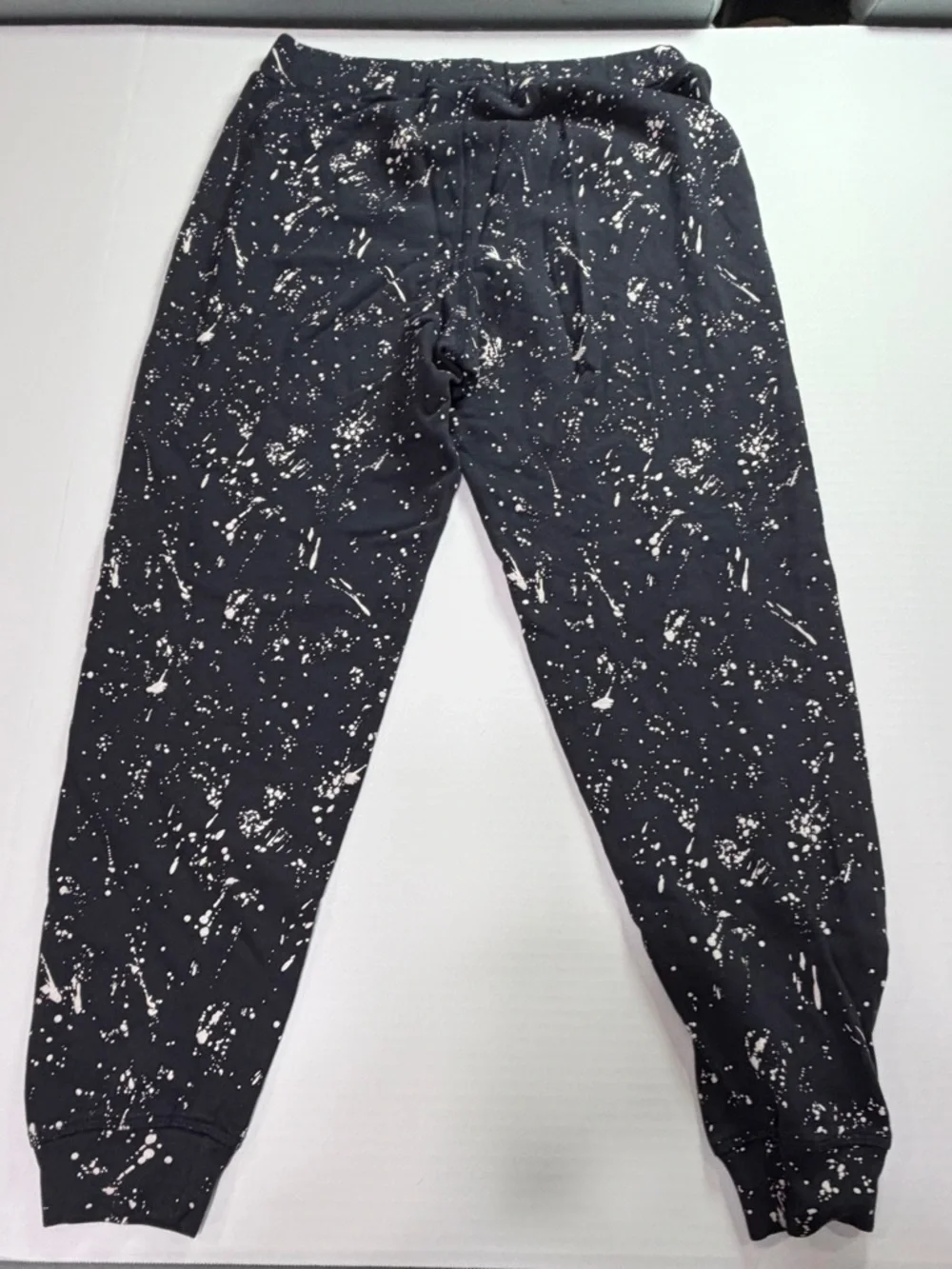 Leallo Paint Splatter Joggers Black Graphic Sweatpants Streetwear Y2K small